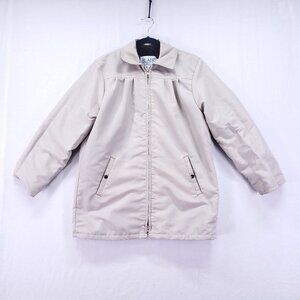 Vintage Blair Men's Faux Fur Lined Beige Coat Jacket Full Zip Outdoor Preppy
